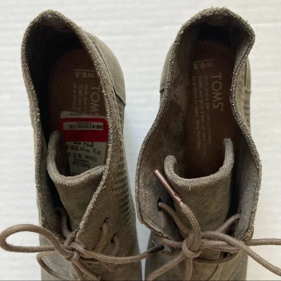 Toms Lace Up Wedge Booties Green/Gray 9.5 - Picture 10 of 10
